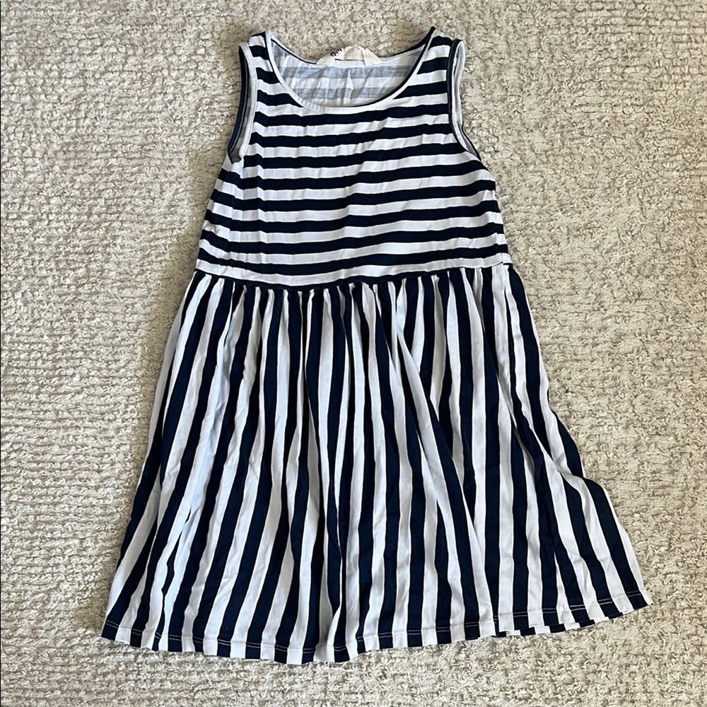H&M Navy and White Striped Kids Dress Size 6-8Y